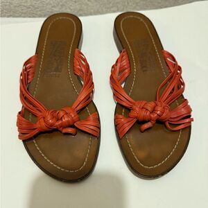 Salvatore Ferragamo Sandals 8 B Red Leather Strappy flats